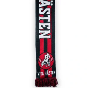 Detaljbild på supporterhalsduk från HC Vita Hästen