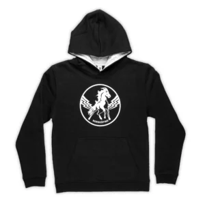 Svart hoodie med stor klubblogga från HC Vita Hästen